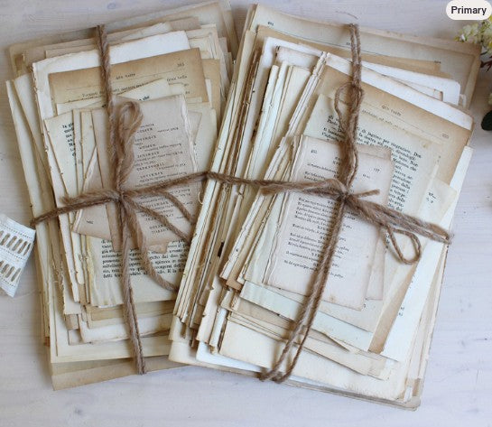 100 pce Super antique book page bundle 1800s