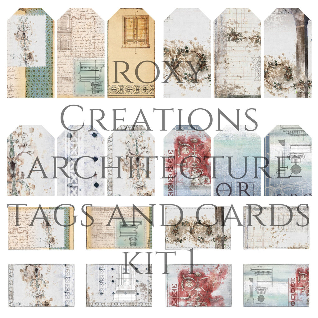 Printable architecture tags and journal cards kit 1