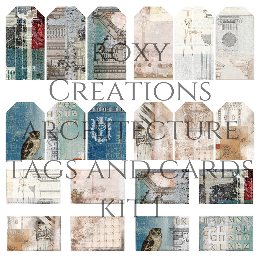 Printable architecture tags and journal cards kit 1