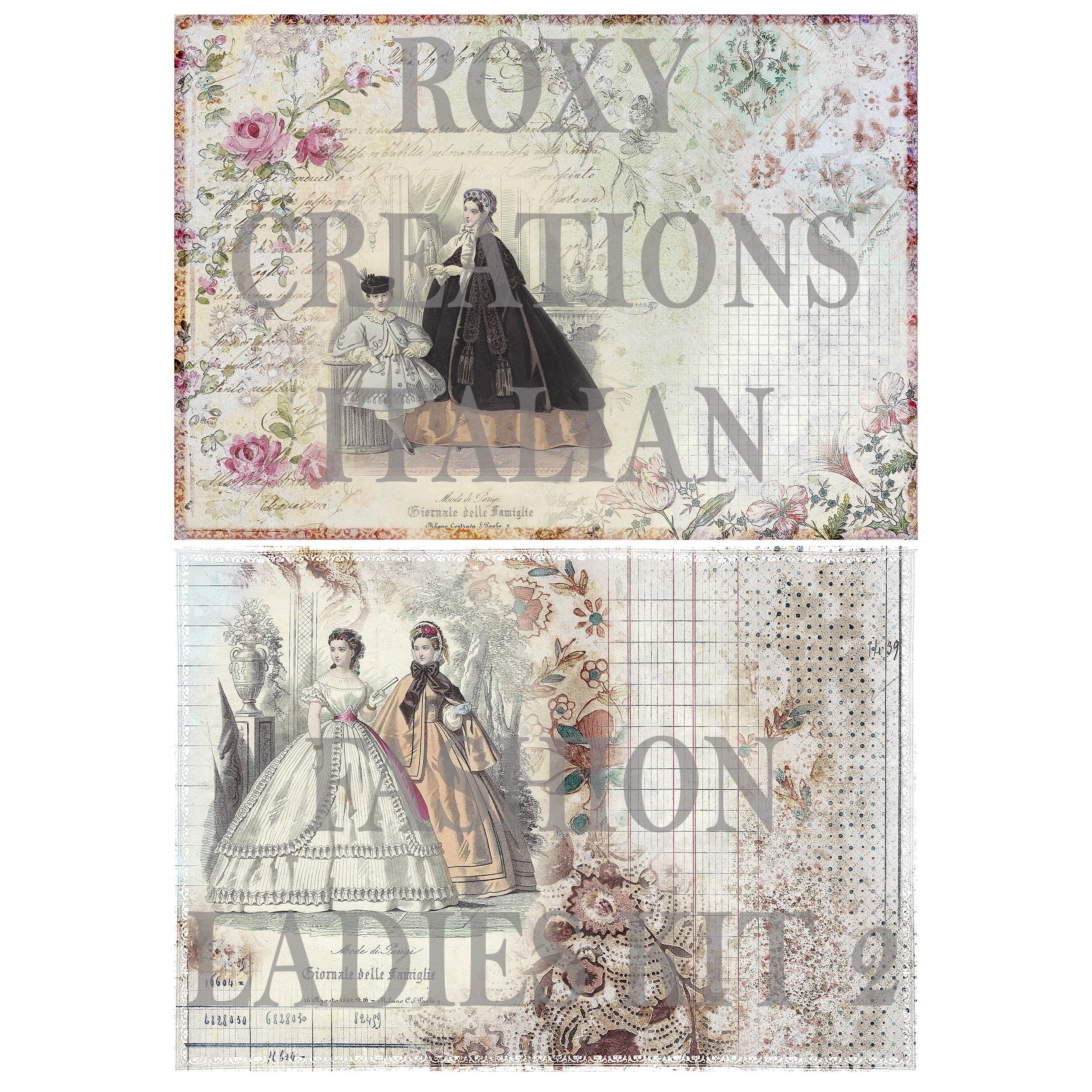 Italian Fashion ladies journal pages kit 2